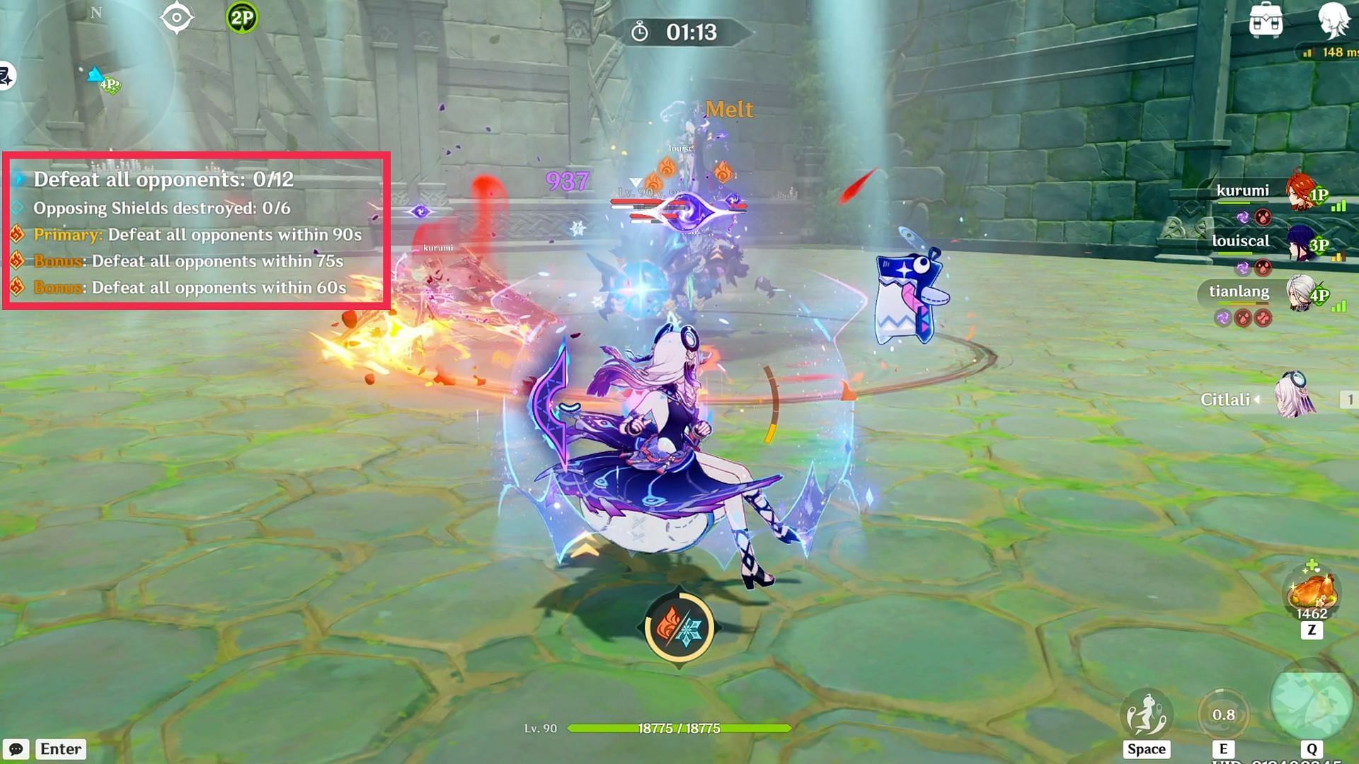 Stage objectives will be displayed during battle (Image via Sportskeeda Gaming/HoYoverse)